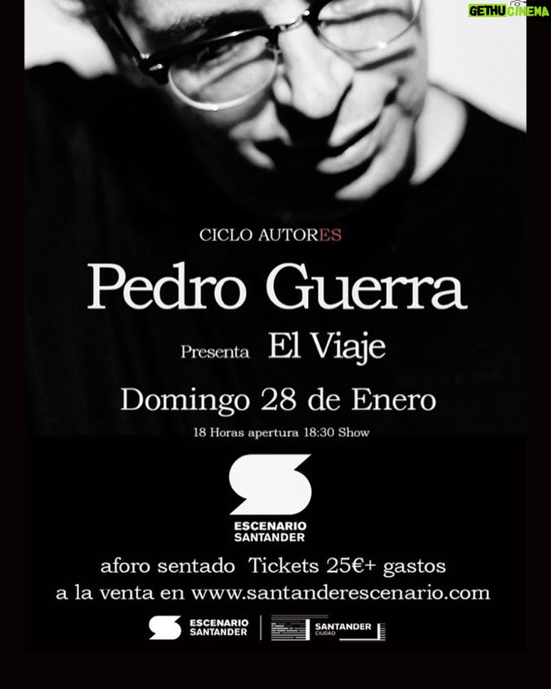 Pedro Guerra Instagram - Este Domingo 28 de Enero nos vemos a las 18:30 SANTANDER en el Espacio Santander dentro del ciclo AUTORES. PEDRO GUERRA 2024 Entradas en www.pedroguerra.com (link en Bio) y www.santanderescenario.com