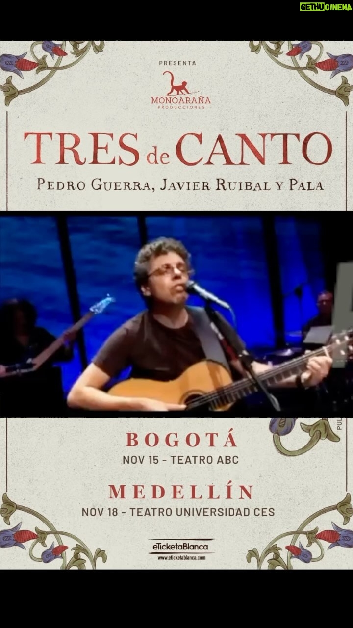 Pedro Guerra Instagram - ¡NOS VEMOS! - 15 y 18 de noviembre. BOGOTÁ Y MEDELLÍN. Entradas en el enlace de la bio o en www.Etiketablanca.com