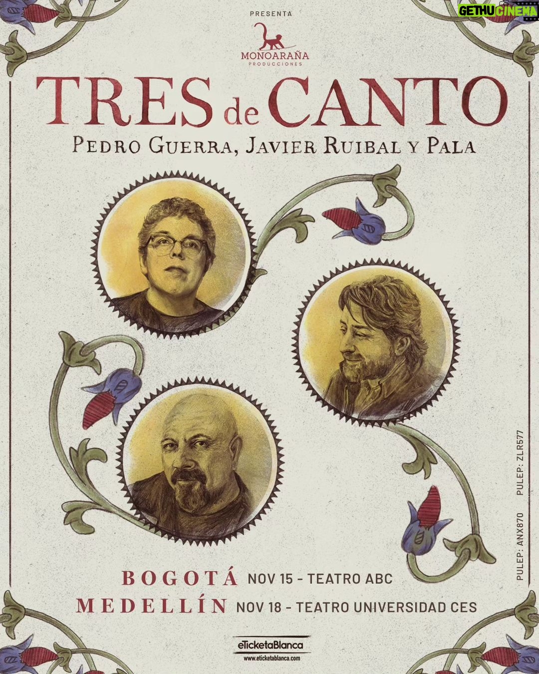 Pedro Guerra Instagram - ¡Falta poco! Ya estamos muy cerca del día en que veremos a @pedro_guerra @palabraspala y @javierruibal juntos en el mismo escenario. Una noche que seguro será inolvidable, llena de poesía y música icónica. Si nos preguntan les diremos que no se lo pueden perder 🎟️ Boletas disponibles en @_eticketablanca_ (link en nuestra biografia Colombia