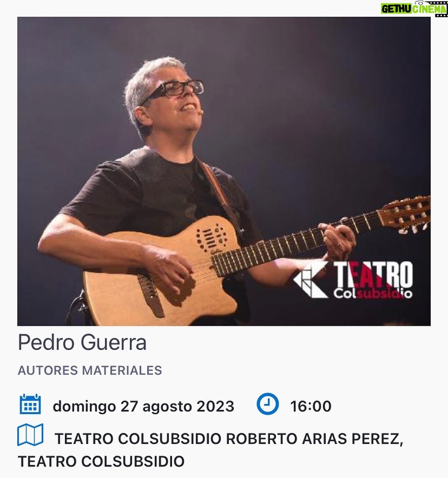 Pedro Guerra Instagram - Domingo 27 agosto 2023 Bogotá Teatro Colsubsidio Entradas en www.pedroguerra.com