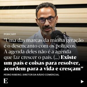 Pedro Ribeiro Instagram - Nasceu em 1971, em Lisboa. A telefonia esteve presente desde sempre, e desde pequeno que sabia que queria “dar na rádio”. Também quis ser jogador do Benfica, mas só teve espaço para cumprir um sonho. Desde 1996 que acorda às 5h30 da manhã e há 18 anos que é diretor da Rádio Comercial. Numa conversa com Bernardo Ferrão, no podcast Geração 70, fala abertamente sobre os desafios da rádio, das “falências trágicas da democracia portuguesa” e admite que não confia nos políticos - "existe um país e coisas para resolver, acordem para a vida e cresçam”. 

Ouça o episódio na íntegra nas plataformas habituais de podcast e através do link na bio do @jornalexpresso 

📷 @j0sefernandes/Expresso

#podcast #geração70 #pedroribeiro #politica #radiocomercial #bernardoferrao #portugal