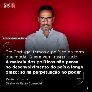 Pedro Ribeiro Instagram - Pedro Ribeiro, diretor da Rádio Comercial, é o novo convidado do podcast Geração 70.

Numa conversa com Bernardo Ferrão, revela o “desencanto absoluto” com os políticos, aponta a “máquina fiscal do norte da Europa” e as sucessivas desilusões da democracia portuguesa, com referência ao “pântano” de António Guterres e à “saída para a Europa” de Durão Barroso.

Ouça o episódio completo através do link na bio. 

#podcast #geracao70 #portugal #politica #impostos #taxes #governo #radiocomercial #atualidade #radio #pedroribeiro #news #sicnoticias