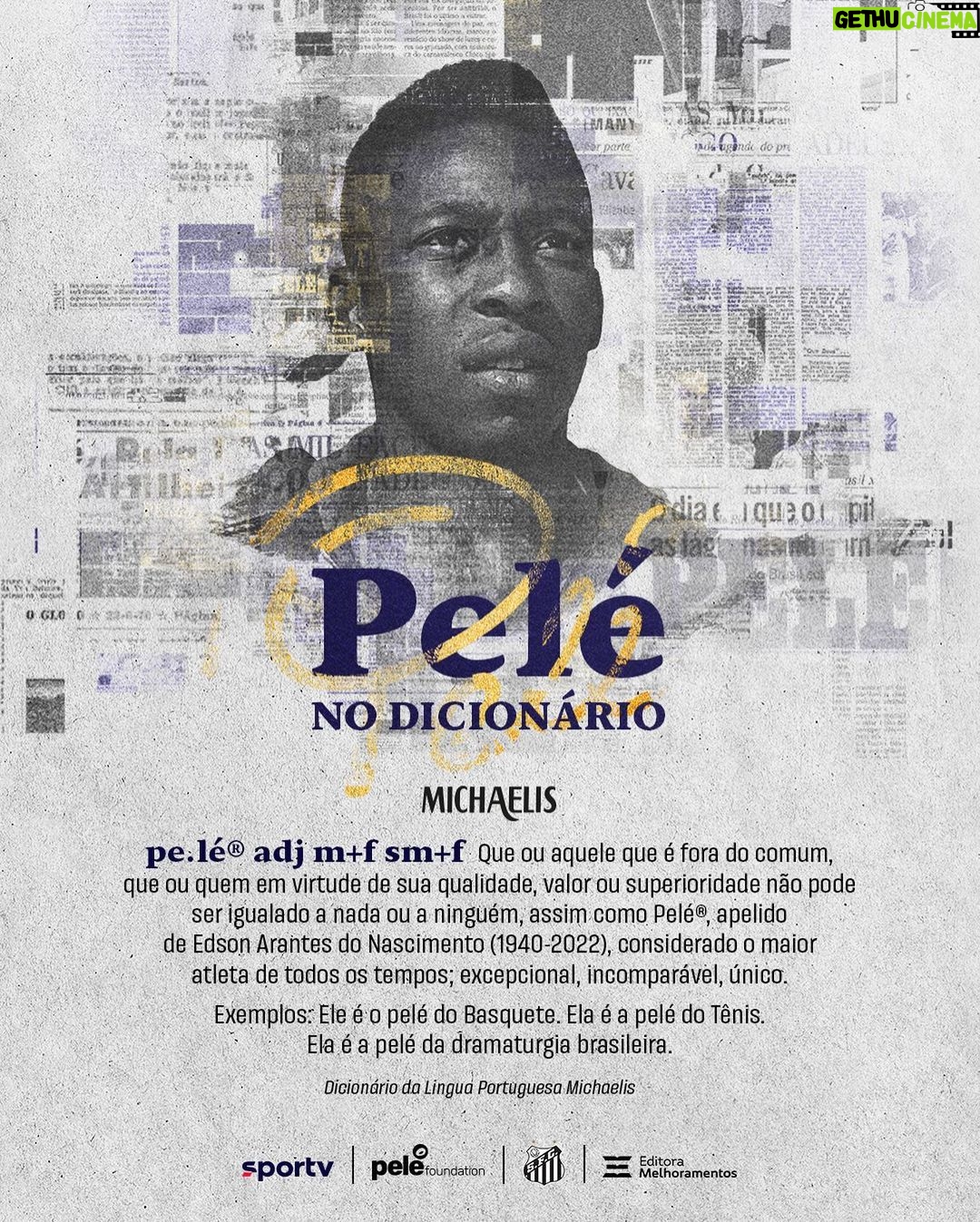 Pelé Instagram - O REI OFICIALMENTE ESTÁ NO DICIONÁRIO! Ele é o pelé do Basquete. Ela é a pelé do Tênis. A expressão que já era usada para se referir ao melhor naquilo que faz está eternizada nas páginas do dicionário! Juntos fizemos história e colocamos o nome do Rei do futebol na nossa língua portuguesa. Pelé, o significado de "MELHOR"!