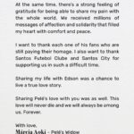 Pelé Instagram - Após um mês da partida do Rei, faremos a primeira postagem como ele gostaria: dizendo “muito obrigado”. Márcia Aoki, viúva de Pelé, escreveu uma carta para todos nós. . One month after the Rei's passing, we are publishing for the first time the way he would want: saying “muito obrigado”. Márcia Aoki, Pelé’s widow, wrote this letter to all of us.