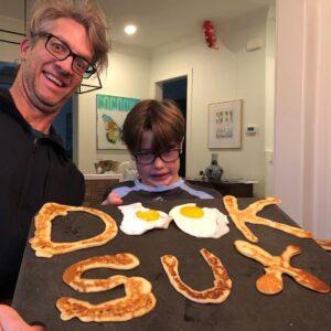 Penn Holderness Instagram - He asked for pancakes and eggs this morning. This is how we of Game Day. dukevsunc #beatdook #doublechinstagram #ZionWilliamCHIN