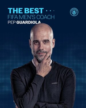 Pep Guardiola Instagram - Our boss is the BEST! 🙌

@pepteam is #TheBest FIFA Men’s Coach 2023! 🩵