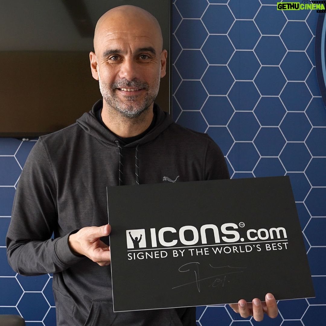 Pep Guardiola - 582.1K Likes - Hello everyone!
I’m giving away an official Manchester City framed shirt I signed at my private signing session with @icons_memorabilia!
To enter the giveaway simply: 1) Tag a friend in the comments and 2) Follow both me and @icons_memorabilia
A winner will be selected at random. T&Cs apply. Good luck!