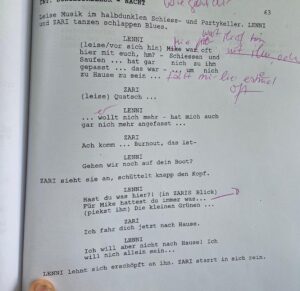 Peri Baumeister Instagram - Taken while rehearsing and shooting „Lenni“ in Sleeping Dog.

I actually don’t have a typical approach to a role. 
Every character needs something different. 
I learned to trust myself that it will come to me.

But I do believe in good preparations ! 
I love working with my coach @messutat and @janapolasek 
In the beginning we played ping - pong with our associations 🏓
To reveal all the layers. 
The resistance. 
The ambivalence. 
Spontaneously we did something like a family constellation via zoom. 
It was really surprising and worked out very well for me. 
In the end we put all the pieces together and created a deep and complex character, while staying close to the script. 

We also did some improvisation exercises with @maxriemelt and @taraafricahcorrigan with our Directors Stefan Lacant and @francismeletzky 

It is very helpful as well to do costume and make up fittings early on in the making of a film.
The character then starts to develope and everything comes more and more together. 

Thanks to @tiedekenstudios @barbara_zschetzsche for doing this with me. 

And as you can see in the pictures my daughter is helping me a lot, too ❤️

Still in the Top 10 Global @netflixde
