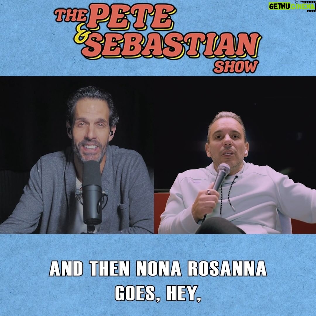 Pete Correale Instagram - We got Nona Rosanna makin' meatballs over here, she's an influencer! #thepeteandsebastianshow #petecorreale #sebastianmaniscalco #podcastersofinstagram #comedy #moviepremiere #oldladyinfluencer