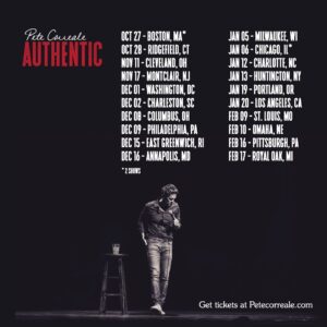 Pete Correale Instagram - The announcement is here! I'm hittin' the road! 
Tickets go on sale this Friday at 12pm ET on PeteCorreale.com! So excited to see all of you! Shout it out in the comments which shows you're hitting! 🎟️

#PeteCorreale #StandUp #StandUpSpecial #Comedy #ComedyShow