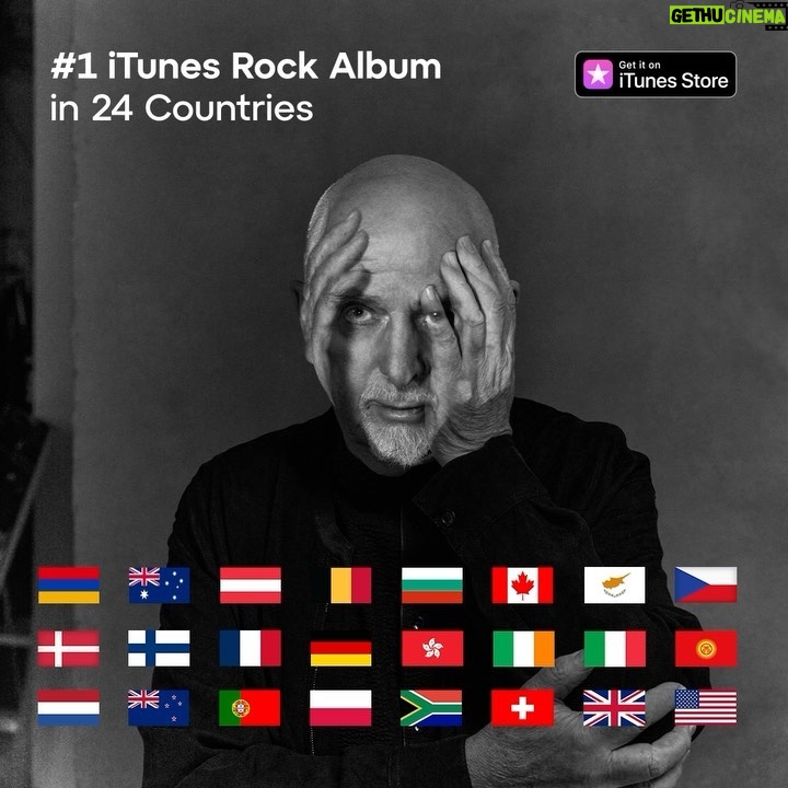 Peter Gabriel Instagram - ‘i/o’ has hit the #1 iTunes Rock Albums chart in 24 countries. Get it now on the iTunes store.