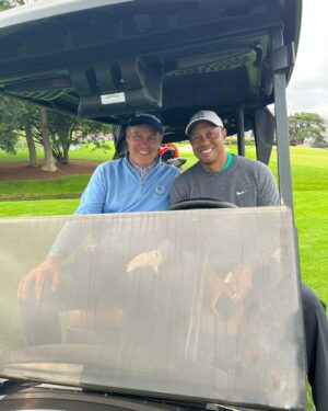 Peter Jones Instagram - It’s been the most incredible few days playing golf in the @jpmcmanusproam at @theadaremanor. First day was with the great @westwood_lee and the next day was with the legend @tigerwoods. Still can’t believe it happened 🐐