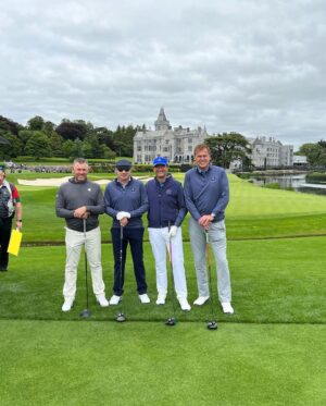 Peter Jones Instagram - It’s been the most incredible few days playing golf in the @jpmcmanusproam at @theadaremanor. First day was with the great @westwood_lee and the next day was with the legend @tigerwoods. Still can’t believe it happened 🐐