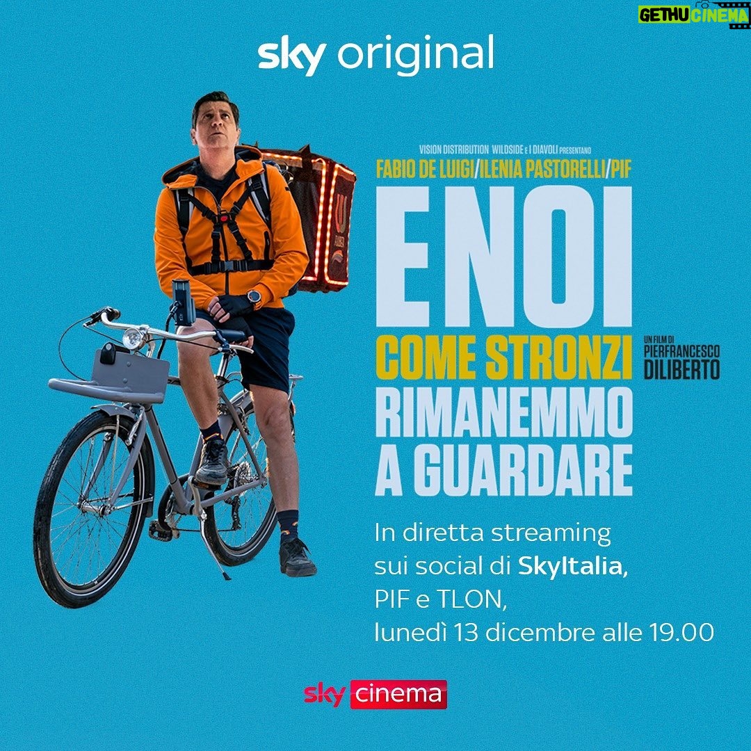 Pif - 1.6K Likes - Questa sera alle ore 19 sarò in diretta sui miei canali social insieme ai Tlon per parlare del mio film “E noi come stronzi rimanemmo a guardare”.
Se volete partecipare online, potete cliccate il link in bio o nelle storie.
Vi aspettiamo!
@tlon.it
@skyitalia