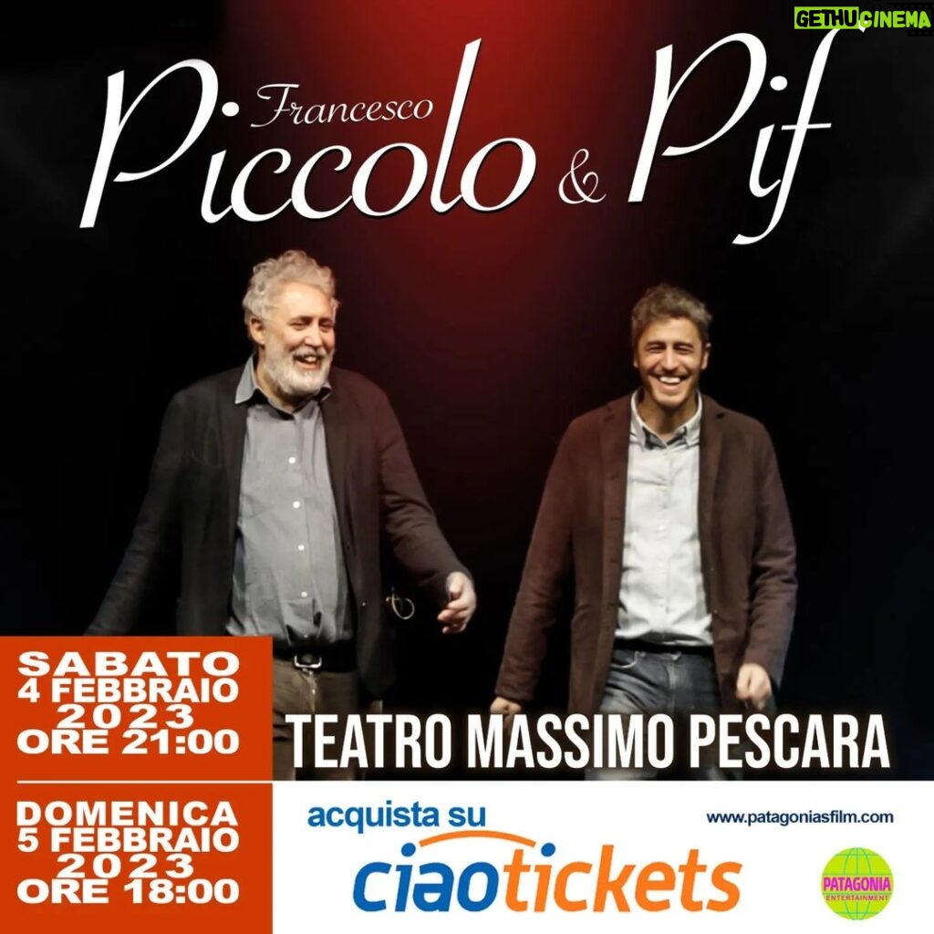 Pif Instagram - Questa sera e domani pomeriggio a Pescara: "Momenti di trascurabile felicità" a teatro.