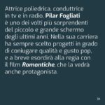 Pilar Fogliati Instagram - La quarantesima edizione del Torino Film Festival si avvicina, e non vedevamo l’ora di condividere con voi una novità: Pilar Fogliati sarà la nostra madrina! Pilar Fogliati si diploma all’Accademia nazionale d’arte drammatica Silvio D’Amico. Dopo l’esperienza a teatro inizia a recitare per il piccolo schermo in varie serie televisive tra cui Un passo dal cielo, Mai scherzare con le stelle, Extravergine e Cuori e al cinema con Forever Young, Corro da te. Oltre all’esperienza come attrice lavora come conduttrice dell’Extrafactor, il dopo XFactor, insieme ad Achille Lauro, in radio insieme a Steve Della Casa nel programma Hollywood Party e con Giovanni Veronesi nel programma Non è un paese per giovani. Con quest’ultimo ha scritto la sceneggiatura della sua opera prima dal titolo Romantiche, una commedia che uscirà sul grande schermo prossimamente. @pilarfogliati
