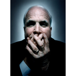 Platon Instagram - john mccain. "I had the great privilege to photograph Senator John McCain many times. The first was back in the mid 1990’s. I was collaborating with John Kennedy Jr. on a large scale photo essay, honoring all the senators and congressmen who had served their country fighting in the Vietnam War. McCain stood out - he was mischievous and fun that day on Capitol Hill. It showed in my picture - a fearless man of conviction who always spoke his mind, ironically covering his mouth. Years later, we met again under different circumstances - now he was running for president and my role was to reflect the heavy responsibility he was carrying. He told me he hated that first portrait - that it was “too artistic” and not “Washington D.C. material.” He said, “make me look like a president this time and I’ll forgive you.” I replied that I could not portray him as anything other than himself. Suddenly, he got it - that moment of empowerment - a chance to project his own authenticity. John McCain rose to the photographic occasion - a dignified man facing a divided nation. With great humility, he believed in service and it showed in my pictures - he was not a physically graceful man - he had sustained permanent injuries from being tortured in Vietnam and this affected his posture and flexibility. But what I captured was his courage, his dignity, and his respect for his country. This was a man whose service was a true measure of his patriotism - a political maverick driven by his moral compass and not by mob rule. The last time we met he pulled me aside and whispered in my ear “you are forgiven.” Ultimately however, my pictures were not of a president to be but of one of the most honorable senators ever to serve on Capitol Hill, unwilling to bend to the split screen - party politics that defines our current turbulent history. Senator John McCain, Requiescat in Pace, I salute you.”
