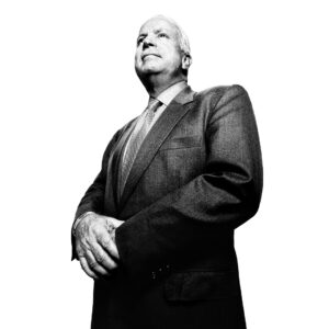 Platon Instagram - john mccain. "I had the great privilege to photograph Senator John McCain many times. The first was back in the mid 1990’s. I was collaborating with John Kennedy Jr. on a large scale photo essay, honoring all the senators and congressmen who had served their country fighting in the Vietnam War. McCain stood out - he was mischievous and fun that day on Capitol Hill. It showed in my picture - a fearless man of conviction who always spoke his mind, ironically covering his mouth. Years later, we met again under different circumstances - now he was running for president and my role was to reflect the heavy responsibility he was carrying. He told me he hated that first portrait - that it was “too artistic” and not “Washington D.C. material.” He said, “make me look like a president this time and I’ll forgive you.” I replied that I could not portray him as anything other than himself. Suddenly, he got it - that moment of empowerment - a chance to project his own authenticity. John McCain rose to the photographic occasion - a dignified man facing a divided nation. With great humility, he believed in service and it showed in my pictures - he was not a physically graceful man - he had sustained permanent injuries from being tortured in Vietnam and this affected his posture and flexibility. But what I captured was his courage, his dignity, and his respect for his country. This was a man whose service was a true measure of his patriotism - a political maverick driven by his moral compass and not by mob rule. The last time we met he pulled me aside and whispered in my ear “you are forgiven.” Ultimately however, my pictures were not of a president to be but of one of the most honorable senators ever to serve on Capitol Hill, unwilling to bend to the split screen - party politics that defines our current turbulent history. Senator John McCain, Requiescat in Pace, I salute you.”