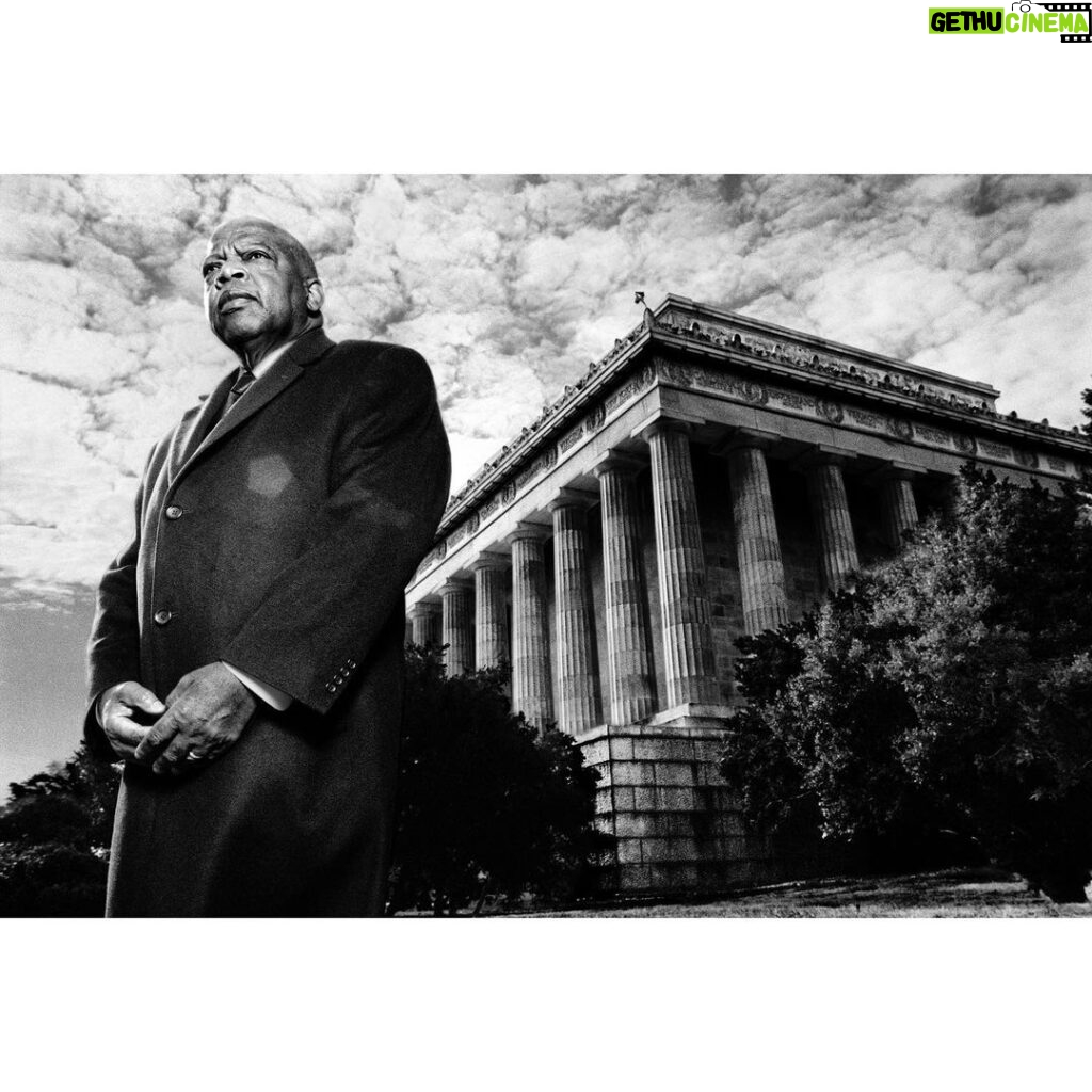 Platon Instagram - john lewis. "I first met Rep. John Lewis in his office in Washington DC. It was a cold, dark January morning and we were planning a photo session. His voice was gentle, his face kind, his demeanor good-hearted. He reflected on his childhood and how raising chickens taught him a great deal about personal responsibility. ‘I would preach to the chickens and they would listen.’ He then whispered, 'You know I'm the last one left.’ 'The last what?' I asked. ‘The last living speaker from the March on Washington.’ In 1963, Martin Luther King Jr. delivered his epic I HAVE A DREAM speech and John Lewis spoke proudly by his side. ‘I loved and admired that man, he was my hero’ he said. It now seemed obvious - I had to persuade the congressman to brave the cold and to be photographed in front of the Lincoln Memorial where he once shaped American history. I nervously made the ask. He paused, ‘I’ll be there tomorrow at 8am, I’ll give you ten minutes.’ The next day I arrived at the memorial while it was still dark. I realized that the mighty columns would dwarf this humble man, so using perspective as a tool I found a quiet spot of frosted grass further away below the steps and set up my light and camera. He arrived just after sun up - today he was different - tough, ready for action, determined and committed. ‘Let’s do it,’ he said. I captured the man as a towering national monument. After five minutes I was done. I thanked him and as I escorted him back to his warm car he whispered, ‘I gave you ten minutes - you only took five - now I have five minutes spare to make a difference. Let’s hope I'm successful.’ John Lewis, rest in peace, I salute you."