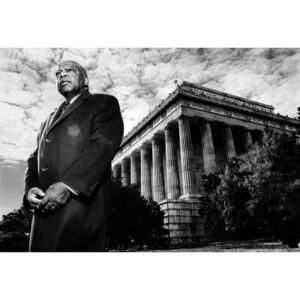 Platon Instagram - john lewis. "I first met Rep. John Lewis in his office in Washington DC. It was a cold, dark January morning and we were planning a photo session. His voice was gentle, his face kind, his demeanor good-hearted. He reflected on his childhood and how raising chickens taught him a great deal about personal responsibility. ‘I would preach to the chickens and they would listen.’ He then whispered, 'You know I'm the last one left.’ 'The last what?' I asked. ‘The last living speaker from the March on Washington.’ In 1963, Martin Luther King Jr. delivered his epic I HAVE A DREAM speech and John Lewis spoke proudly by his side. ‘I loved and admired that man, he was my hero’ he said. It now seemed obvious - I had to persuade the congressman to brave the cold and to be photographed in front of the Lincoln Memorial where he once shaped American history. I nervously made the ask. He paused, ‘I’ll be there tomorrow at 8am, I’ll give you ten minutes.’ The next day I arrived at the memorial while it was still dark. I realized that the mighty columns would dwarf this humble man, so using perspective as a tool I found a quiet spot of frosted grass further away below the steps and set up my light and camera. He arrived just after sun up - today he was different - tough, ready for action, determined and committed. ‘Let’s do it,’ he said. I captured the man as a towering national monument. After five minutes I was done. I thanked him and as I escorted him back to his warm car he whispered, ‘I gave you ten minutes - you only took five - now I have five minutes spare to make a difference. Let’s hope I'm successful.’ John Lewis, rest in peace, I salute you."