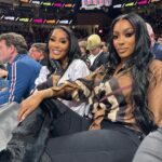Porsha Williams Guobadia Instagram - At games but don’t play none ! 🤌🏾 Da booskie @iamminglee #GoHawks