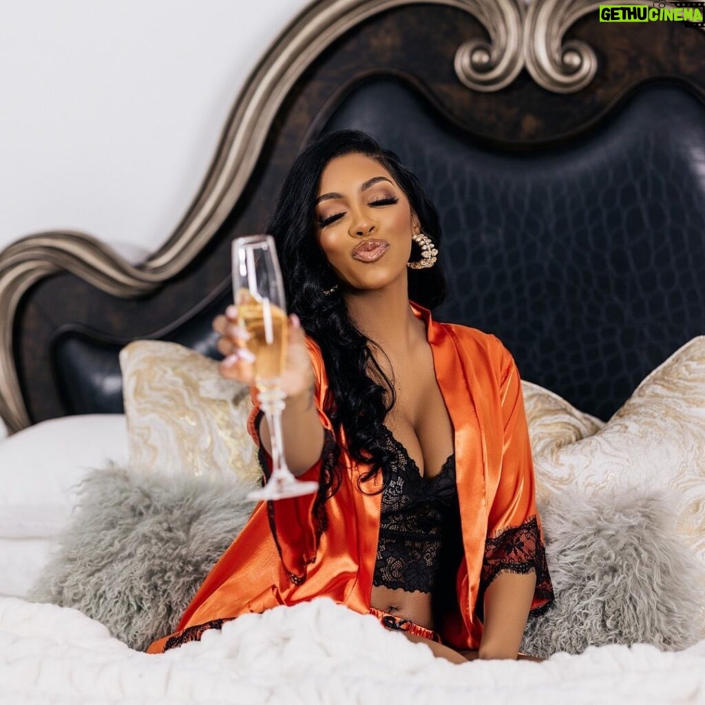 Porsha Williams Guobadia Instagram - Cheers to the best sleep of your life under a @PamperedByPorsha sheet set! 🔥🥂 Try out our luxurious sheet sets today at PamperedByPorsha.com 🛍️ link in bio