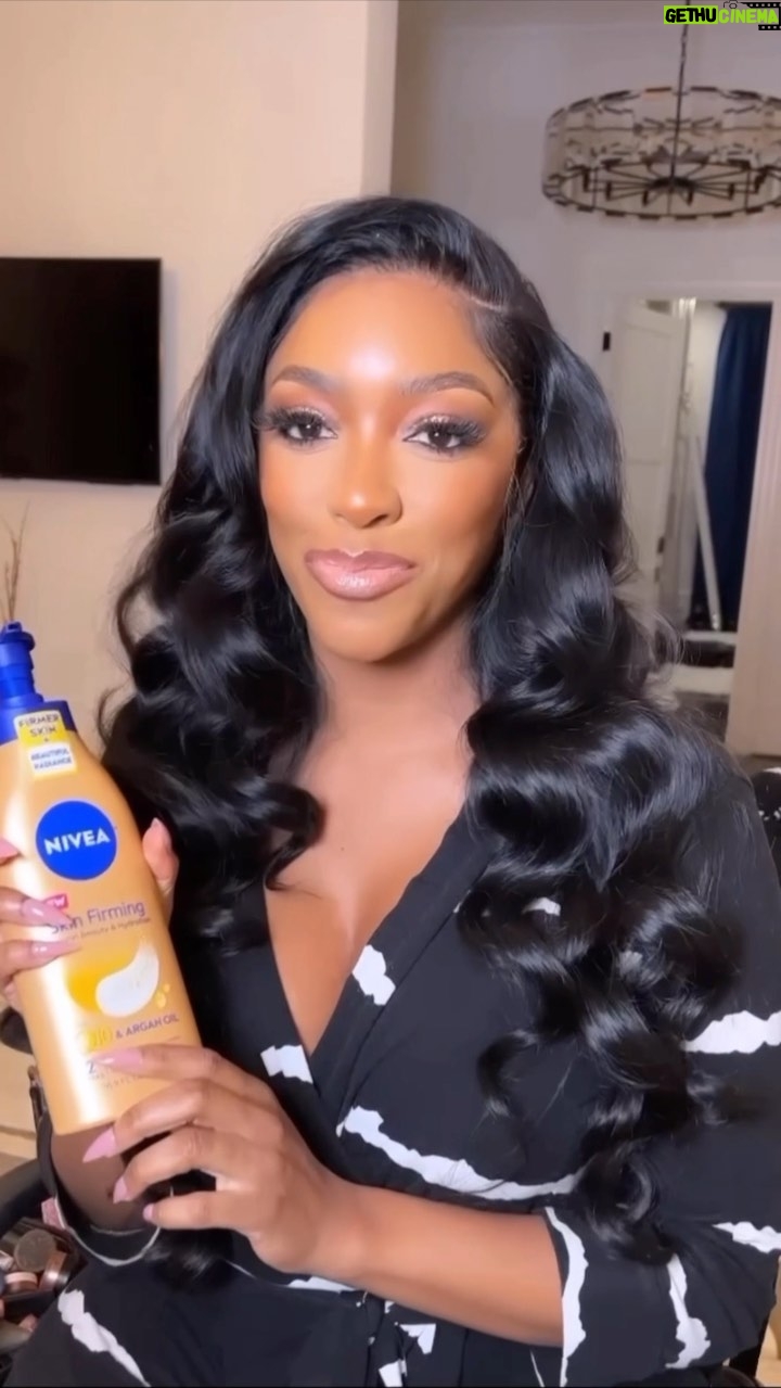 Porsha Williams Guobadia Instagram - #ad #Byeashy, hello firmer radiant skin! I’m using my new favorite @NIVEAusa Skin Firming Melanin Beauty & Hydration Lotion with Q10 and argan oil. Made for us melanin beauties - it feels so good on the skin, I know you’re gonna love it too! #MelaninBeauty