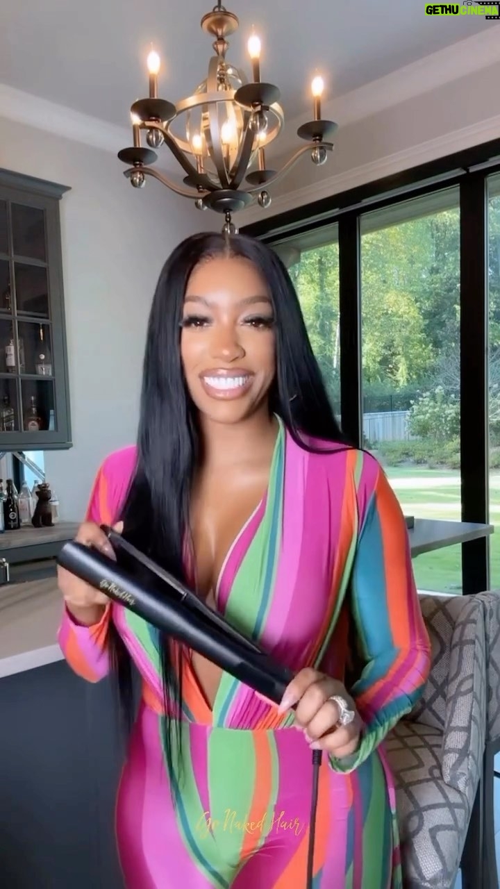 Porsha Williams Guobadia Instagram - Don’t miss out on all the the smooth and sleek hair you’ve always wanted... get your #GoNakedHair Professional Hair Straightener on AMAZON today! 😍✨ With 480-degree 1.25” titanium plates, this flat iron heats up quickly and smooths your hair with minimal effort. Plus, the auto-off feature keeps you safe and worry-free, and the compact design easily stores away when you’re finished. Get salon-quality hair every time with our Flat Iron! Shop now via Amazon Prime 🛒🛍