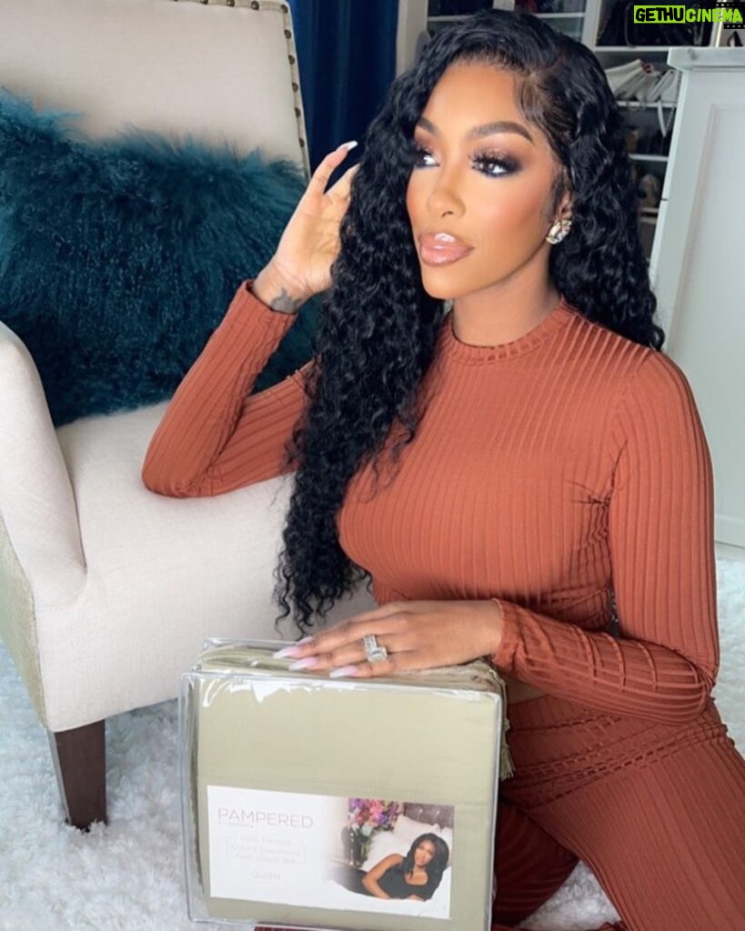 Porsha Williams Guobadia Instagram - The perfect way to get cozy this season is with a fresh pair of @pamperedbyporsha sheets🍂🍁🧡 Featured here are our sage, cream, and eggplant sheets! Shop today at PamperedByPorsha.com (link in my bio) and on Amazon 🛍️