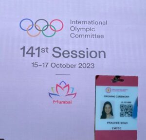 Prachee Shah Instagram - Humbled to have had this opportunity to be the 
Master of ceremonies at this Historic event ! Thank you Nita Ambani ji for this honour 🙏
Our honourable Prime Minister Shri Narendra Modi ji 🙏 and the IOC President Mr Thomas Bach at the opening ceremony of the 
141st International Olympic committee session at the 
Nita Mukesh Ambani cultural centre in Mumbai . This event has been held in India after a gap of 40 years ! Grandness personified at the magnificent Grand Theatre ~NMACC . Kudos to the entire team ! 

जय हिंद 🇮🇳
.
@narendramodi @nmacc.india #IOC #iocsession #nmaccindia #olympics #narendramodi #nitaambani  #pracheeshahpaandya #india #jaihind