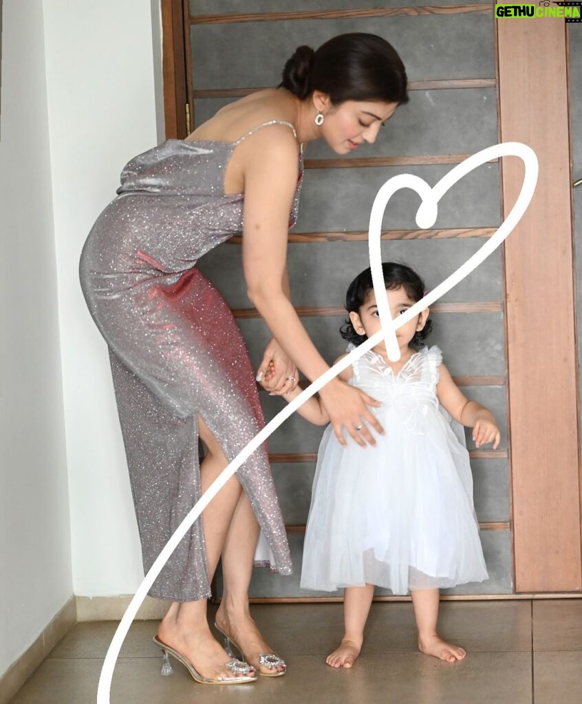Pranitha Subhash Instagram - From what I’ve heard from other moms, daughters are going to choose their own outfits as they grow up! So until then, we’ll do what mamma likes ☺️
