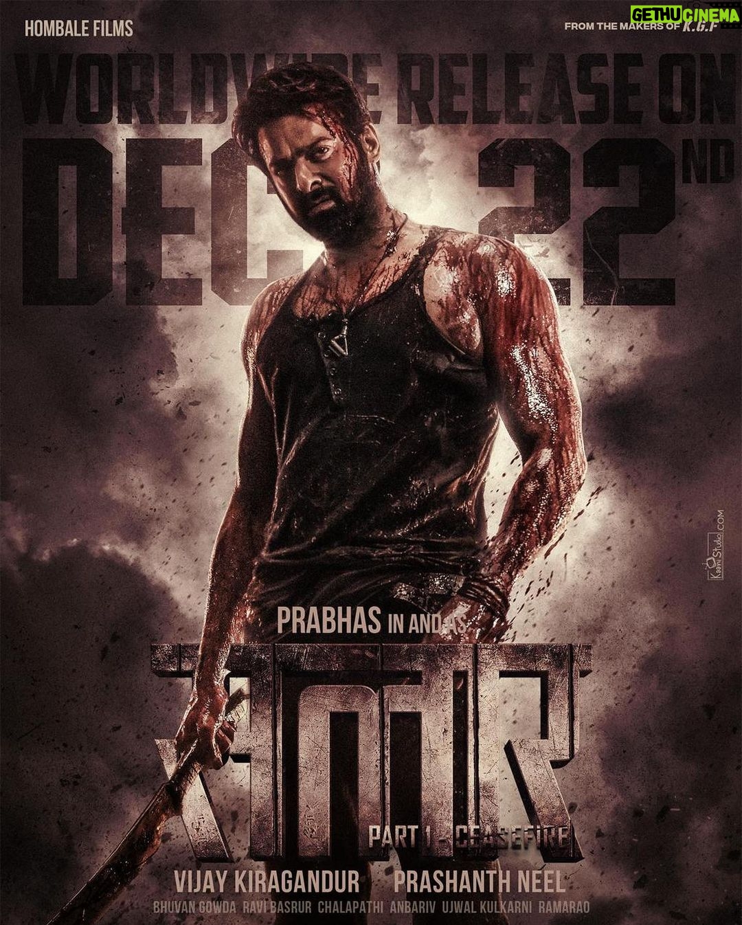 Prithviraj Sukumaran Instagram - SALAAR In theatres worldwide from 22/12/2023! π₯ #SalaarCeaseFire @actorprabhas #PrashanthNeel @hombalefilms #VijayKiragandur @PrithvirajProductions @shrutzhaasan @iamjaggubhai _@sriya_reddy @garuda_ram_official @actorsimha @hombalegroup @bhuvanphotography @ravibasrur @shivakumarart @chalapathi477 @anbariv_action_director @kishorekotumphotography @salaarthesaga #Salaar