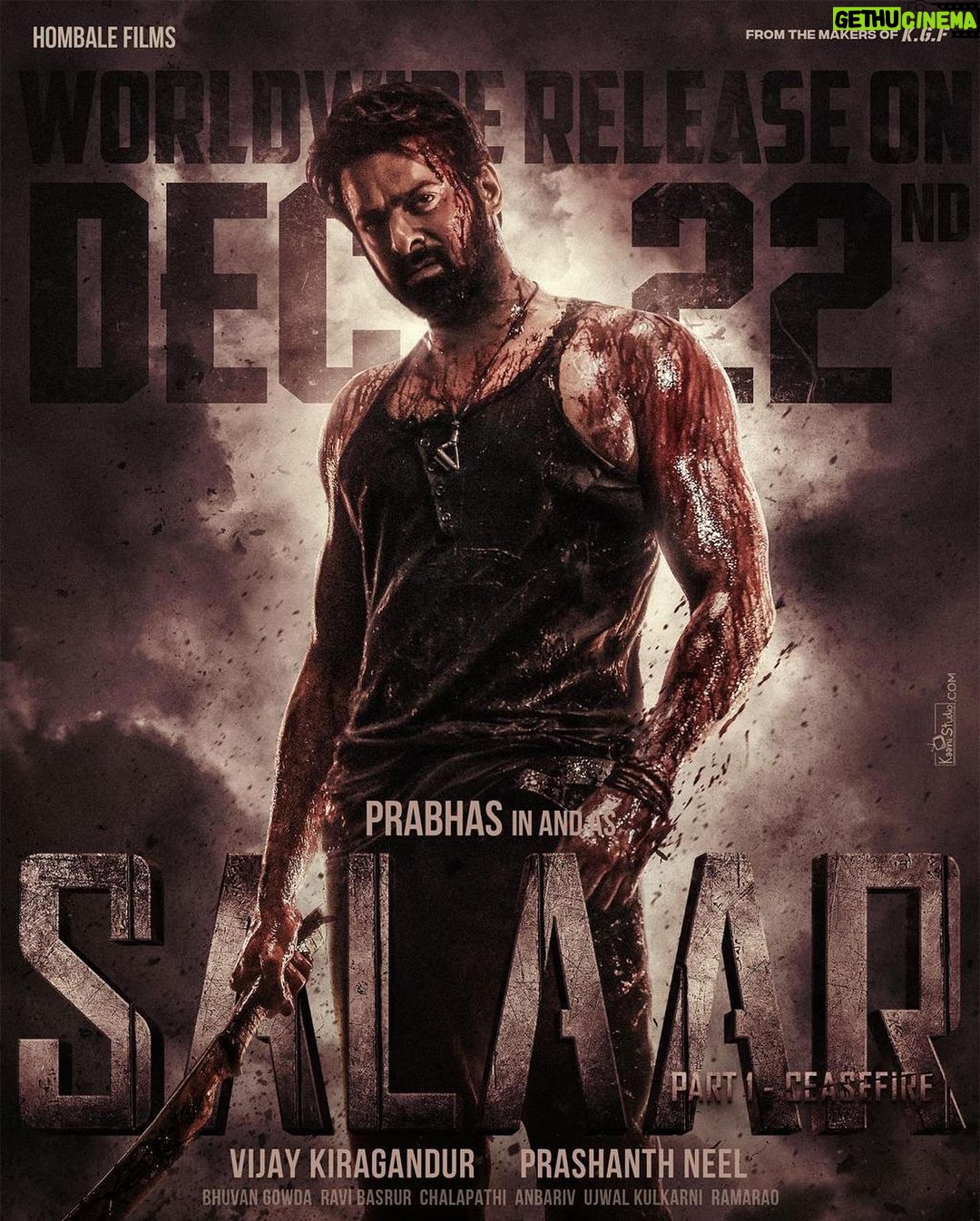 Prithviraj Sukumaran Instagram - SALAAR In theatres worldwide from 22/12/2023! π₯ #SalaarCeaseFire @actorprabhas #PrashanthNeel @hombalefilms #VijayKiragandur @PrithvirajProductions @shrutzhaasan @iamjaggubhai _@sriya_reddy @garuda_ram_official @actorsimha @hombalegroup @bhuvanphotography @ravibasrur @shivakumarart @chalapathi477 @anbariv_action_director @kishorekotumphotography @salaarthesaga #Salaar