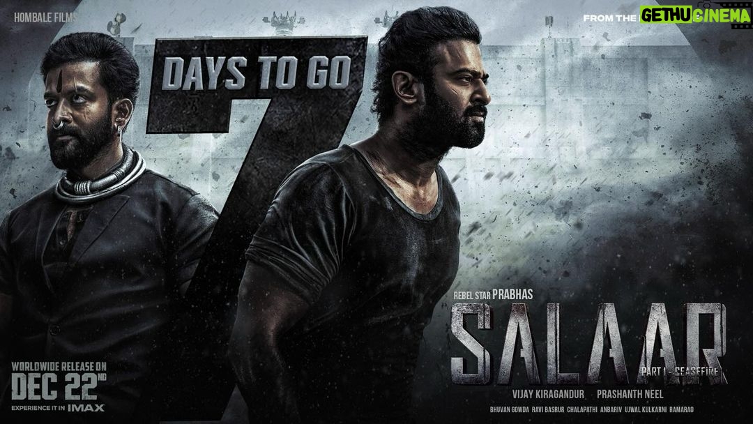 Prithviraj Sukumaran Instagram - The gates of ‘Khansaar’ are about to open! 7 DAYS to go for #SalaarCeaseFire 💥 #SalaarCeaseFireOnDec22 #Salaar @actorprabhas #PrashanthNeel @hombalefilms @vkiragandur @shrutzhaasan @iamjaggubhai_ @sriya_reddy @garuda_ram_official @actorsimha @hombalegroup @ravibasrur @bhuvanphotography @chalapathi477 @anbariv_action_director @kishorekotumphotography @kirtan.nadagouda @salaarthesaga