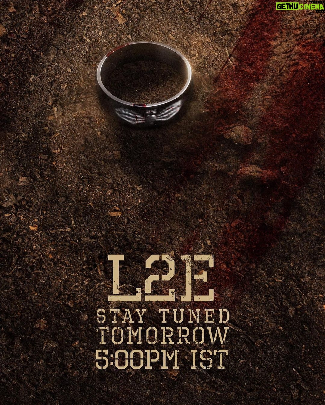 Prithviraj Sukumaran Instagram - #L2E Empuraan Tomorrow 5pm IST. Stay tuned! @empuraanmovie @mohanlal @muraligopynsta @antonyperumbavoor @aashirvadcine @prithvirajproductions #SureshBalaje @pius4246 @manju.warrier @tovinothomas @indrajith_s @deepakdevofficial @sujithvaassudev @nsahadev @vavanujumudeen @mohandas_art_director @akhileshmohan @sidhupanakkal @rajakrishnan_mr @itssujithsudhakaran @sreejithguruvayur @sinat_savier @silva_stunt @anand_rajendran_ar @poffactio