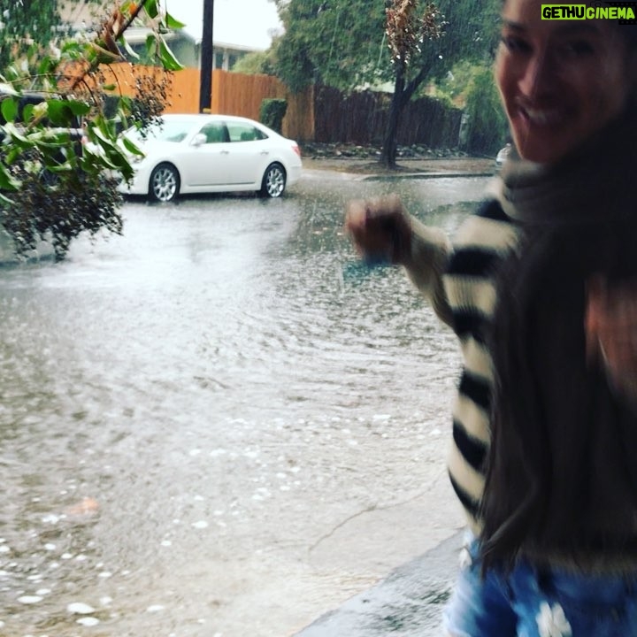 Q'orianka Kilcher Instagram - It’s raining 🐱 and 🐶 LA!!!! Loving it! ☔💦😂 I’ll be needing a 🚣 to get to my car soon😂🤣 #lariver