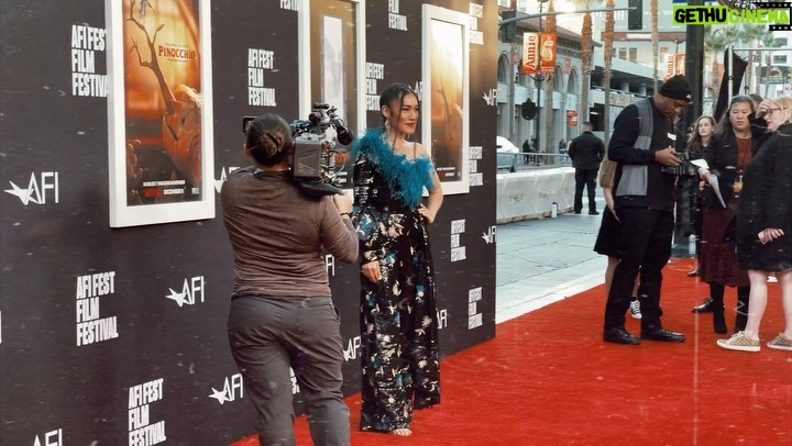 Q'orianka Kilcher Instagram - Had a wonderful time at the @pinocchiomovie premiere last night! What an amazing film! Thank you to my friend and stylist @dimitryl and @regardstylehouse for my stunning jumpsuit from @rccaylanatelierofficial so in love with this power suite 🙏🏽🫶🏽 😍🦋