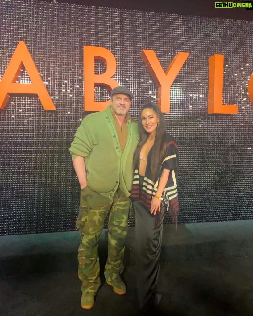 Q'orianka Kilcher Instagram - Had such a great time going to the @babylonmovie premiere last week @grantrobertsfit😊 thank you to my friend and stylist @dimitryl who always has a vision! And @regardstylehouse for my stunning two piece ensemble made by @azanaserene ! I always love wearing your stunning pieces on the carpet girl!🙏🏽🫶🏽