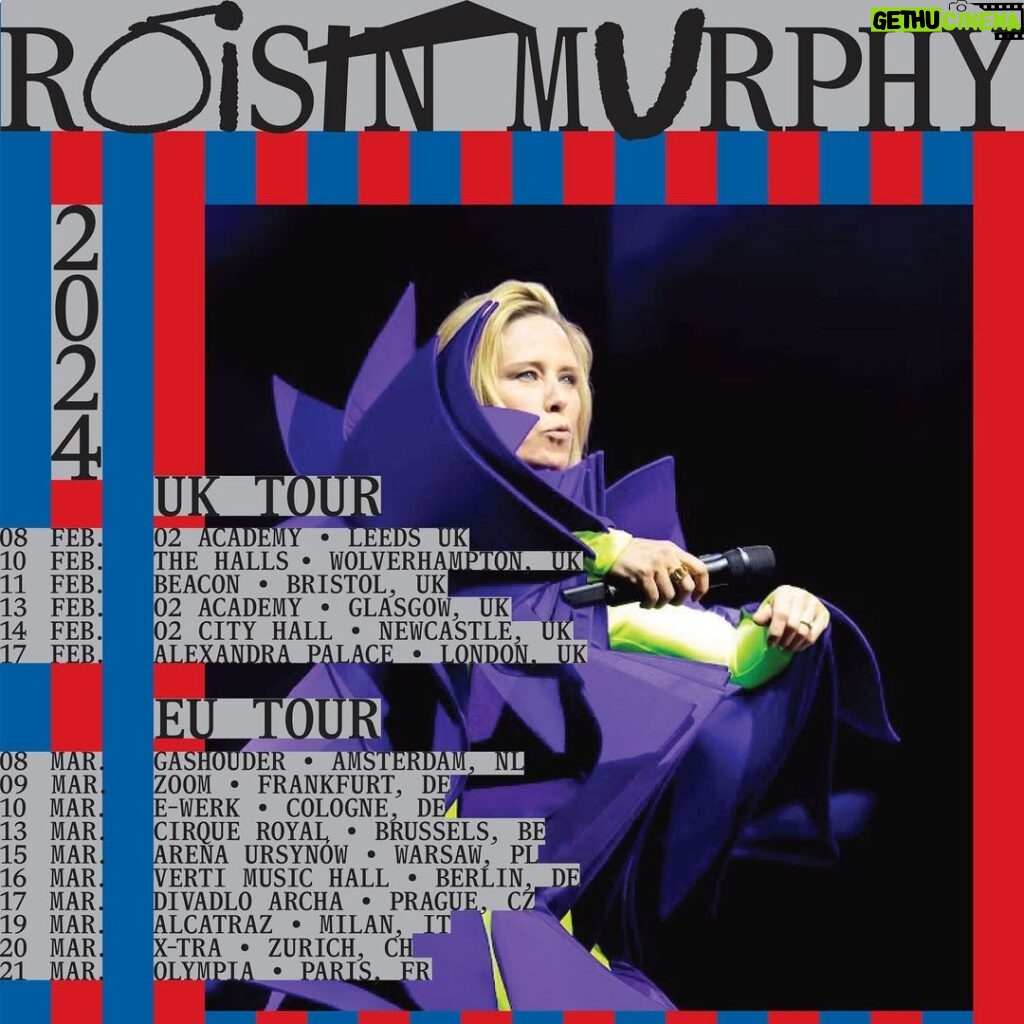 Róisín Murphy Instagram - Me and the lads are going ON TOUR! I’m thrilled to announce both the UK and European tour to celebrate Hit Parade in February and March next year. With full band, exceptional visuals, new songs and old, a little something for everyone 🖤 General on sale 22nd of September. #roisinmurphy #roisinmurphylive #tour #hitparadetour #hitparade