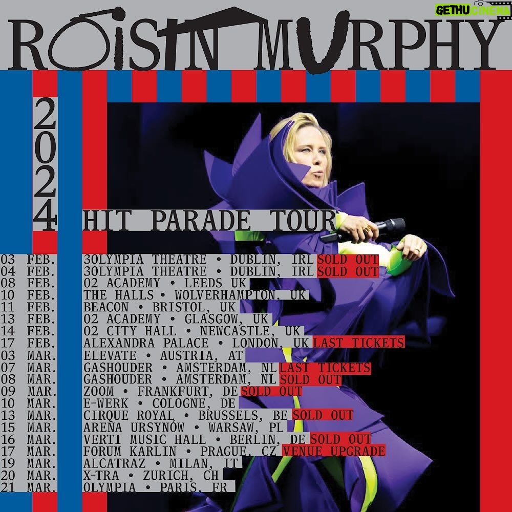 Róisín Murphy Instagram - Just a quick update on ticket availability for my 2024 Tour. I’m delighted to say tickets are going fast! Get yours while you can… and I’ll see you next year! 🥰❤️ link in bio 🎟️ #roisinmurphy #roisinmurphylive #hitparade #hitparadetour