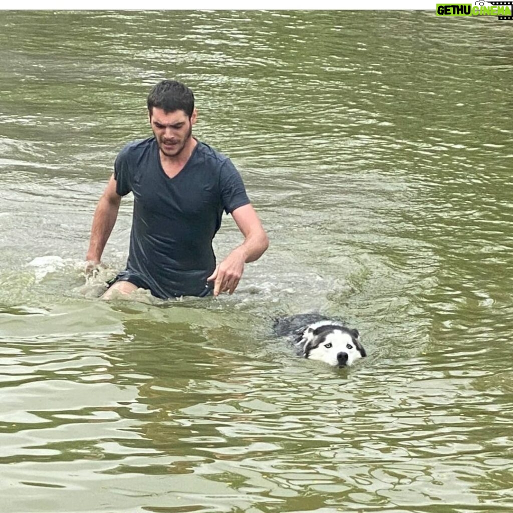 RJ Mitte Instagram - Our dog Mister went for a swim today btw he doesn't like water he fell in