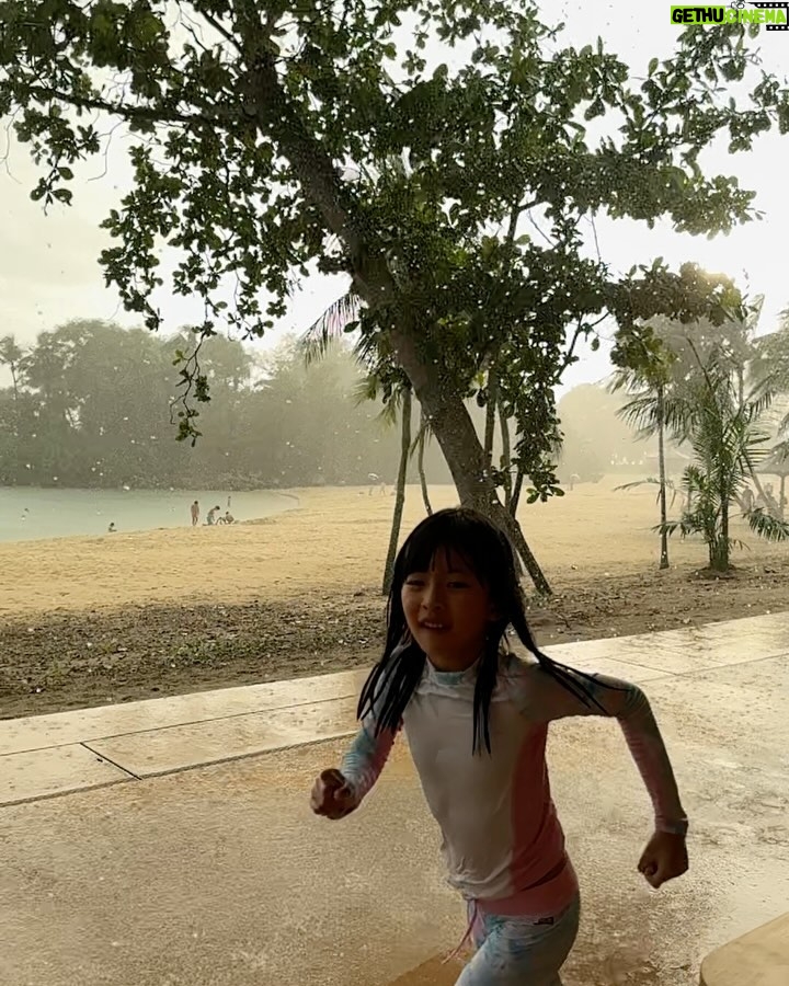 Race Wong Instagram - Love the vibe of the new @blukouzina at Sentosa’s Palawan beach. Weather was perfect until it rained and still I enjoyed watching my kids play in the rain. A refreshing experience from our city living. . . . #interiors #hotspot #trending @thedreamrproject