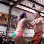 Rachel Kelvington Bostic Instagram - I had fun chopping the 💩 (chocolate ice cream) out of @tigrpants. Let’s run it back some day 🙌🏼 #wrestle #prowrestling #intergenderwrestling #texas