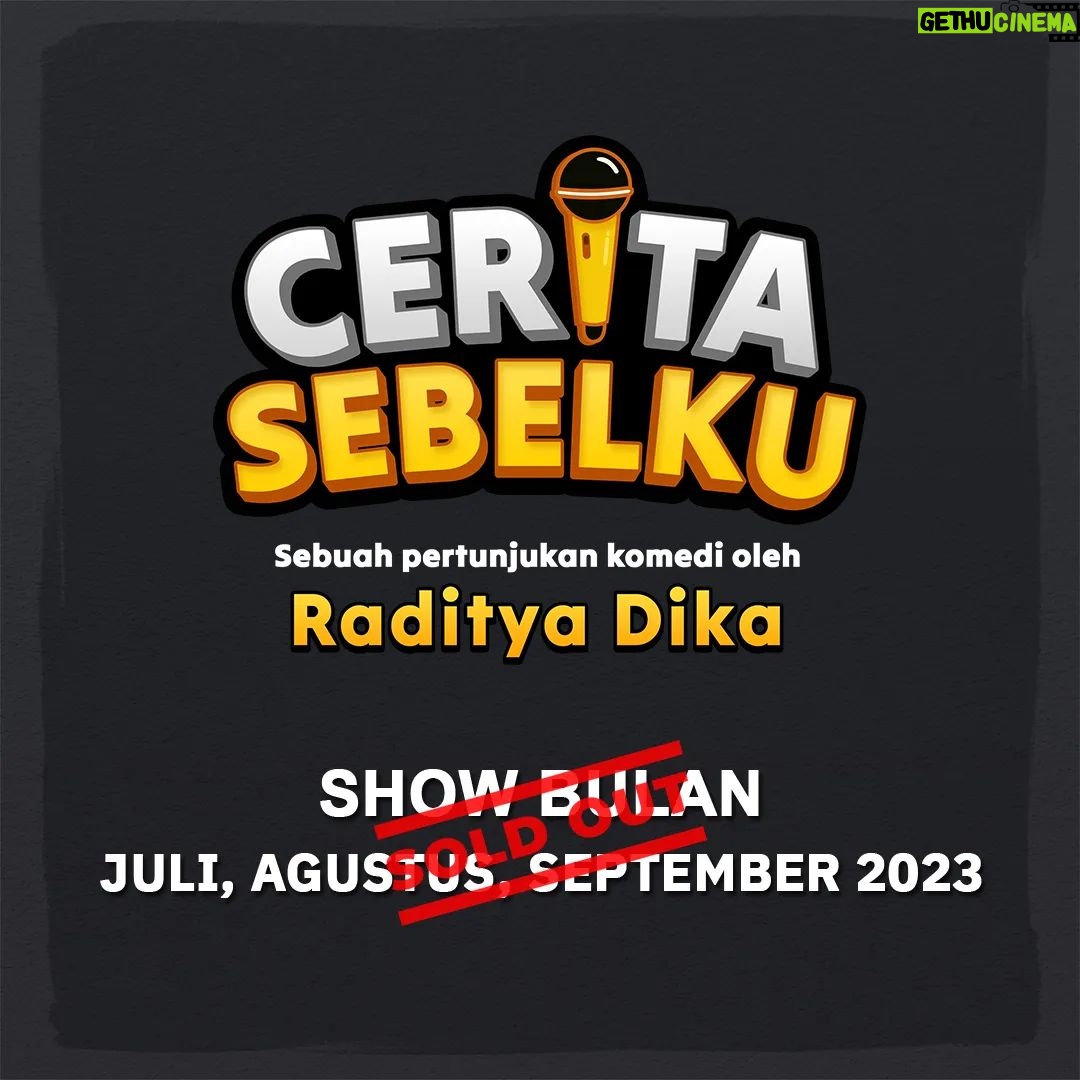 Raditya Dika Instagram - Tiga bulan, 20 show untuk Jabodetabek semua SOLD OUT. Sesuai yang sudah disampaikan, setelah ini tidak akan ada lagi show Cerita Sebelku untuk Jabodetabek di tahun 2023. Mulai bulan Oktober, kami akan show ke luar kota. Minta saran dong ke kota mana aja! 😁