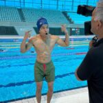 Radzi Chinyanganya Instagram - Putting the awesome Afro hair @soulcapofficial swimming caps to the test on @gmb 👌🏾👌🏾 #swimming #afro #gmb London Aquatic Center, Olympic Park