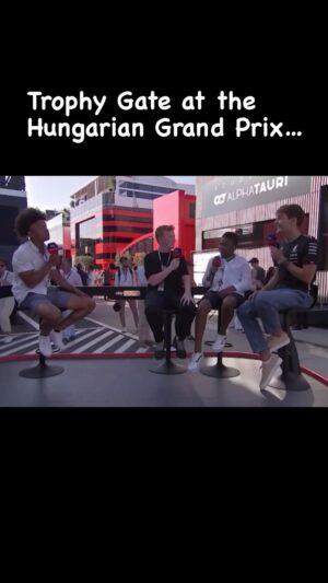 Radzi Chinyanganya Instagram - We show @georgerussell63 the @landonorris @maxverstappen1 trophy smash!!! 😆😆 #formula1 #oops
