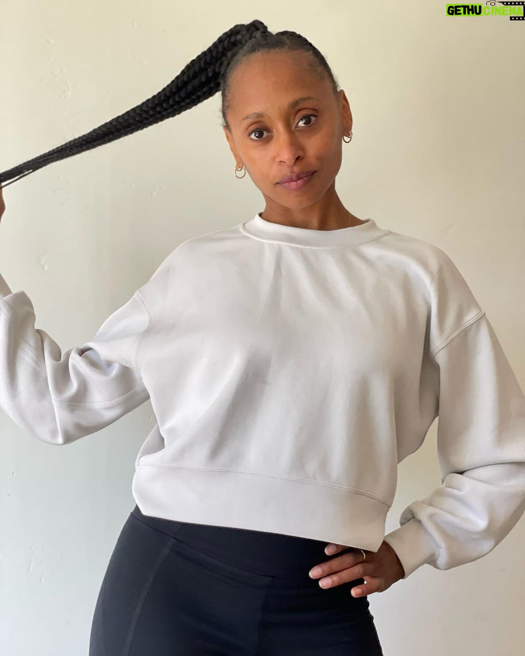 Rae Wynn-Grant Instagram - A lot’s been going on since I last posted (personally & in the world) but would rather focus on how I got my hair braided & look like a @onepeloton instructor & managed to wear a white shirt for a full half-day before getting it stained. It’s the little things sometimes. Also, we’ve been living with a blank bedroom wall for almost 2 years - pls send art recs 🙏🏾. Braids by @alicianicole186 Paparazzi pics by @daveseligman Unintentionally asymmetrical ear piercings by @clairesstores circa 1991 Santa Barbara, California