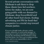 Rae Wynn-Grant Instagram - We CAN make change. We CAN band together to push corporations & industries to put planet over profit. My dear friend @ayanaeliza (brilliant genius scientist-activist-multi-hyphenate) reached out to ask if I would sign this petition from environmental leaders to get major PR firm @edelman to cease representing @exxonmobil. This campaign is getting tons of press and is moving rapidly. Get involved, get angry. Please tell @edelman that they are powerful and important, and dropping @exxonmobil will signal to the world that we want our planet for the long term over profit for the short term 💪🏾💪🏾💪🏾 #EdelmanDropExxon