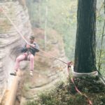 Rafael Bridi Instagram - Hoje a história do #tbt é inusitada em duas frentes. A primeira e mais clara, diante da galeria de fotos compartilhadas, é fazer a prática de highline em um castelo na República Tcheca. No ano de 2014 eu acabei me aproximando muito da comunidade de slackline Tcheca e fui participar deste festival que tinham várias travessias dentro do castelo e do castelo para a floresta ao redor A outra história inusitada, ao menos pra mim, é como os jovens lá tem a cultura de beber. Não tô falando de água meus amigos é álcool no café da manhã até a noite. Pessoal super animado e disposto pra festejar e sempre com uma bebida embaixo do braços 😜 pessoal já acordava junto saia do saco de dormir e já oferecia um Shoot pra dar uma aquecida. E você, de qual time seria? #castle #slackline #czech #slacklife #medieval #stayandwander #mytinyatlas #adventurethatislife #folkcreative #theglobewanderer #welltravelled #cz #slacklining #Highline #balancecommunity #slacklining #europe #tourism