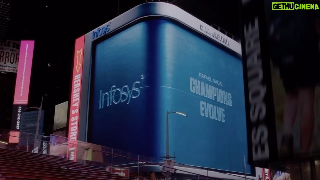 Rafael Nadal Instagram - Hi all π Missing the @usopen and #newyork and all of you (big apple, big time). At least I am there virtually at #timessquare with @infosys #ChampionsEvolve #NavigateYourNext #RafaXInfosys Rafa Nadal Academy